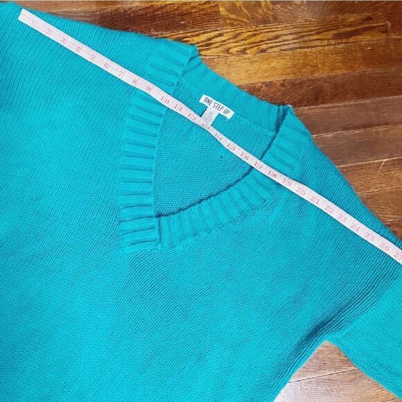 Vintage 90s Y2K Teal Oversized Slouchy Knit Sweater - Picture 8 of 13